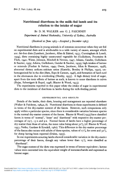 Nutritional diarrhoea in the milk-fed lamb and its relation to the