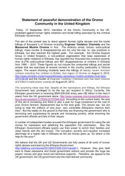 Statement of peaceful demonstration of the Oromo Community in the