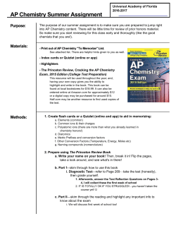 AP Chemistry Summer Assignment