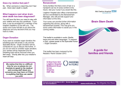 Brain Stem Death A guide for families and friends