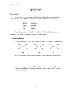 Chemistry 52 1 STEREOISOMERS Experiment 14 Introduction