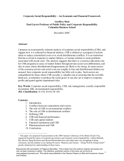 1 Corporate Social Responsibility &ndash; An