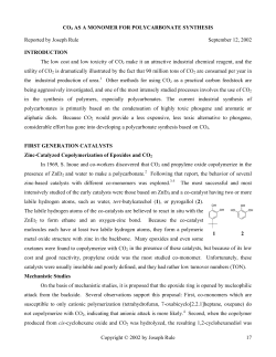 CO2 AS A MONOMER FOR POLYCARBONATE SYNTHESIS