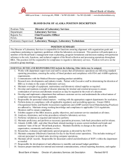 BLOOD BANK OF ALASKA POSITION DESCRIPTION