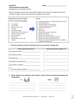 Spanish 1A Name - Montgomery County Public Schools