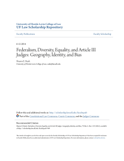 Federalism, Diversity, Equality, and Article III Judges: Geography