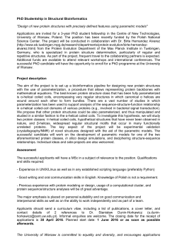 PhD Studentship in Structural Bioinformatics "Design of new protein