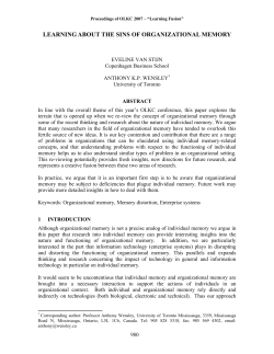 learning about the sins of organizational memory