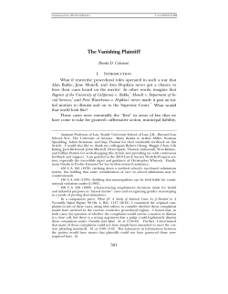 The Vanishing Plaintiff - eRepository @ Seton Hall