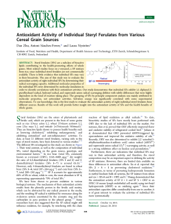 Antioxidant Activity of Individual Steryl Ferulates from Various Cereal