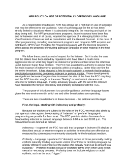 policy on use of offensive language