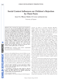 Social Context Influences on Childrens Rejection by Their Peers