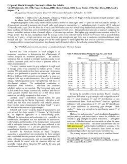 Grip and Pinch Strength: Normative Data for Adults