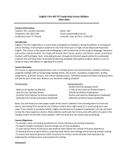 English I Pre-AP/ GT Leadership Course Syllabus