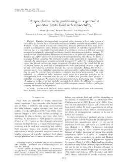 Intrapopulation niche partitioning in a generalist predator limits food