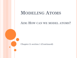 Modeling Atoms Aim: How can we model atoms?