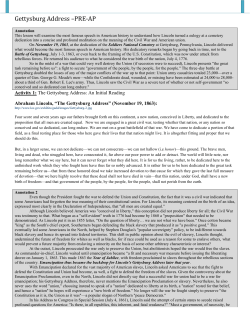 Gettysburg Address &ndash;PRE-AP