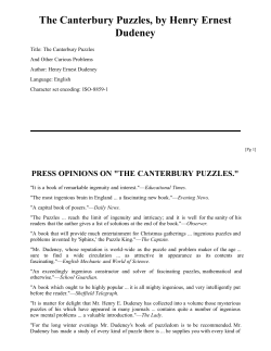 The Canterbury Puzzles, by Henry Ernest Dudeney