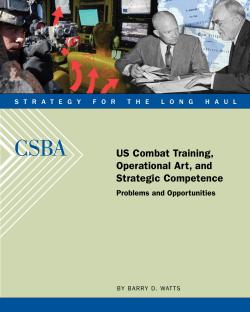 US Combat Training, Operational Art, and Strategic Competence