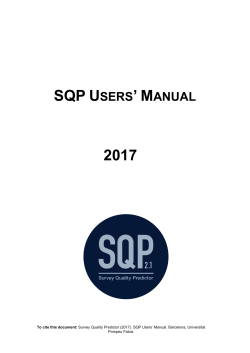 SQP Users` Manual - Survey Quality Predictor