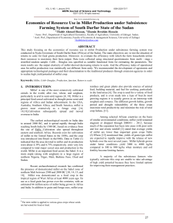 Economics of Resource Use in MilletProduction under Subsistence
