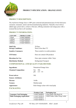 product specification: orange juice product description