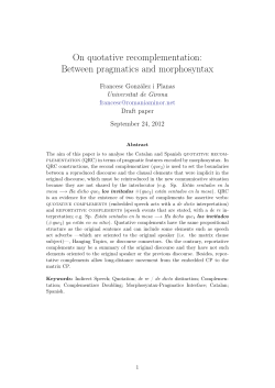 On quotative recomplementation: Between - LingBuzz