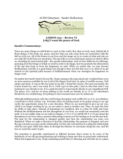 ACIM Edmonton - Sarah`s Reflections