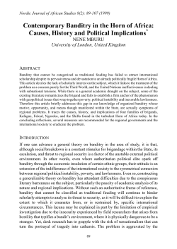 Contemporary Banditry in the Horn of Africa