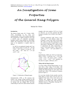 An Investigation of Some Properties of the General Haag Polygon