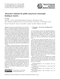 Alternative solutions for public and private catastrophe funding in