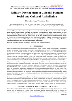 Railway Development in Colonial Punjab: Social and Cultural