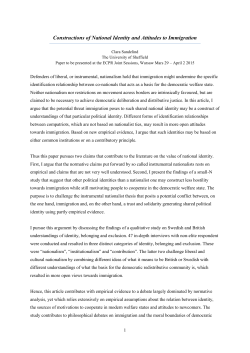 Constructions of National Identity and Attitudes to Immigration