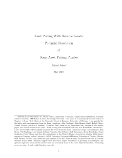 Asset Pricing With Durable Goods: Potential Resolution of Some