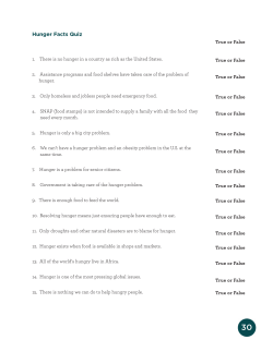 Hunger Facts Quiz
