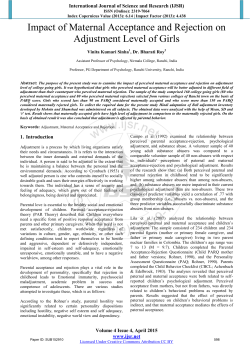 Impact of Maternal Acceptance and Rejection on Adjustment Level