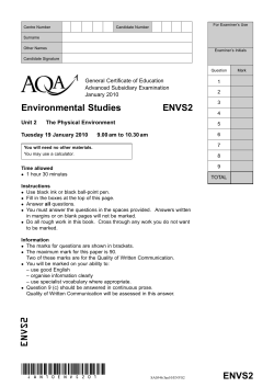 GCE Environmental Studies Unit 02 - The Physical