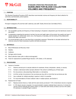 Guidelines Blood Collection Volumes and Frequency