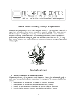 Punctuation Errors - Los Angeles Valley College