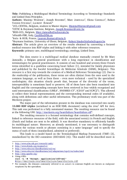 Title: Publishing a Multilingual Medical Terminology