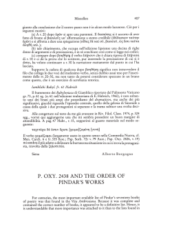 P. OXY. 2438 AND THE ORDER OF PINDAR`S WORKS