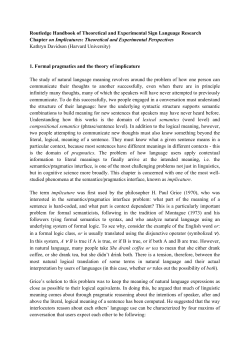 Routledge Handbook of Theoretical and Experimental Sign