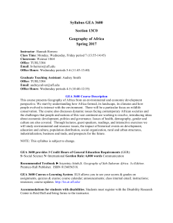 Syllabus GEA 3600 Section 13C0 Geography of Africa Spring