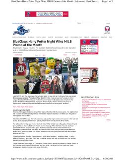 BlueClaws Harry Potter Night Wins MILB Promo of the Month