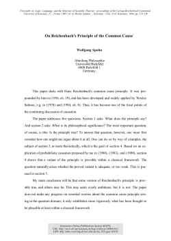 On Reichenbach`s Principle of the Common Cause