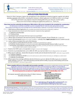 Seminary Application Packet - Mount St. Mary`s University