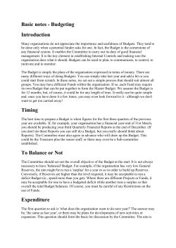 Basic notes - Budgeting Introduction Timing To Balance or Not
