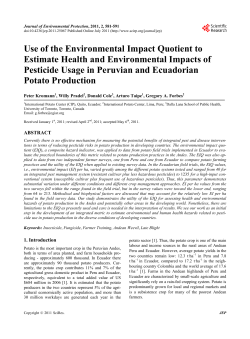Use of the Environmental Impact Quotient to Estimate Health and