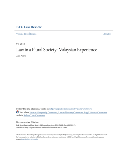 Law in a Plural Society: Malaysian Experience