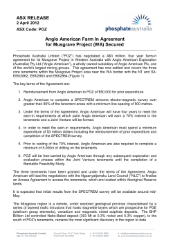 Anglo American Farm In to Musgrove Project